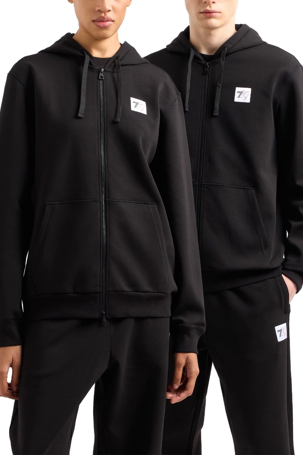 ARMANI 7 ΦΟΥΤΕΡ ZIPHOOD LOGO HEART ΜΑΥΡΟ