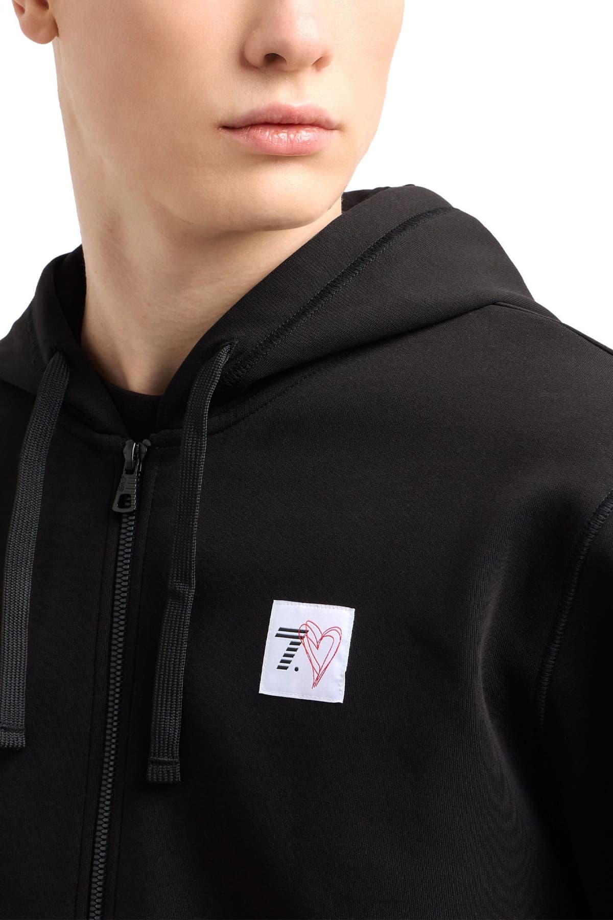 ARMANI 7 ΦΟΥΤΕΡ ZIPHOOD LOGO HEART ΜΑΥΡΟ