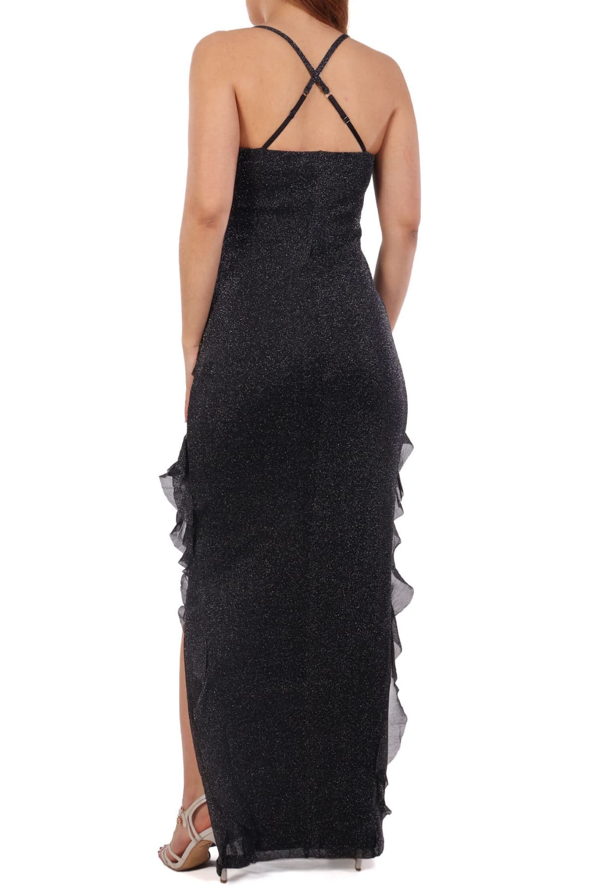 KARL LAGERFELD ΦΟΡΕΜΑ MAXI JERSEY LUREX ΜΑΥΡΟ