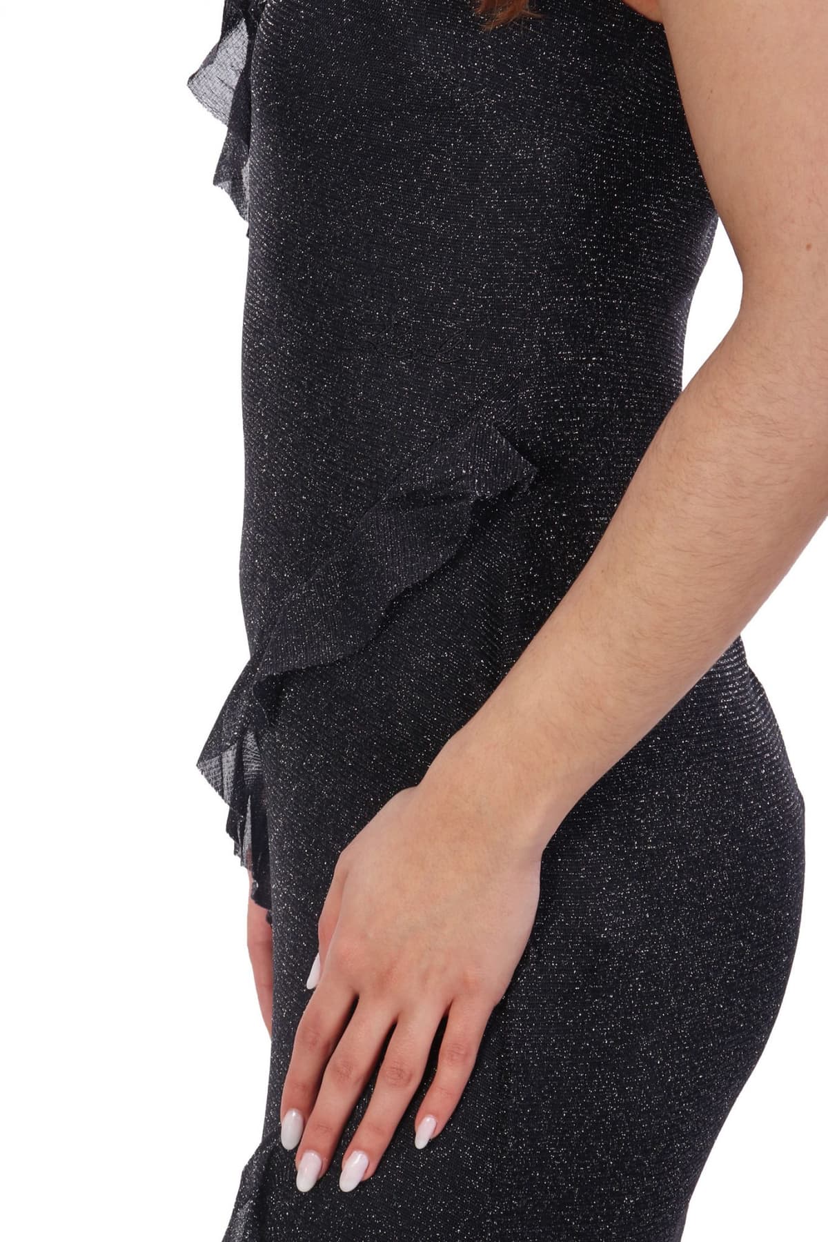 KARL LAGERFELD ΦΟΡΕΜΑ MAXI JERSEY LUREX ΜΑΥΡΟ