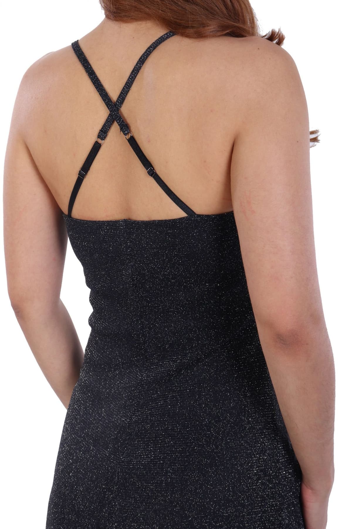 KARL LAGERFELD ΦΟΡΕΜΑ MAXI JERSEY LUREX ΜΑΥΡΟ