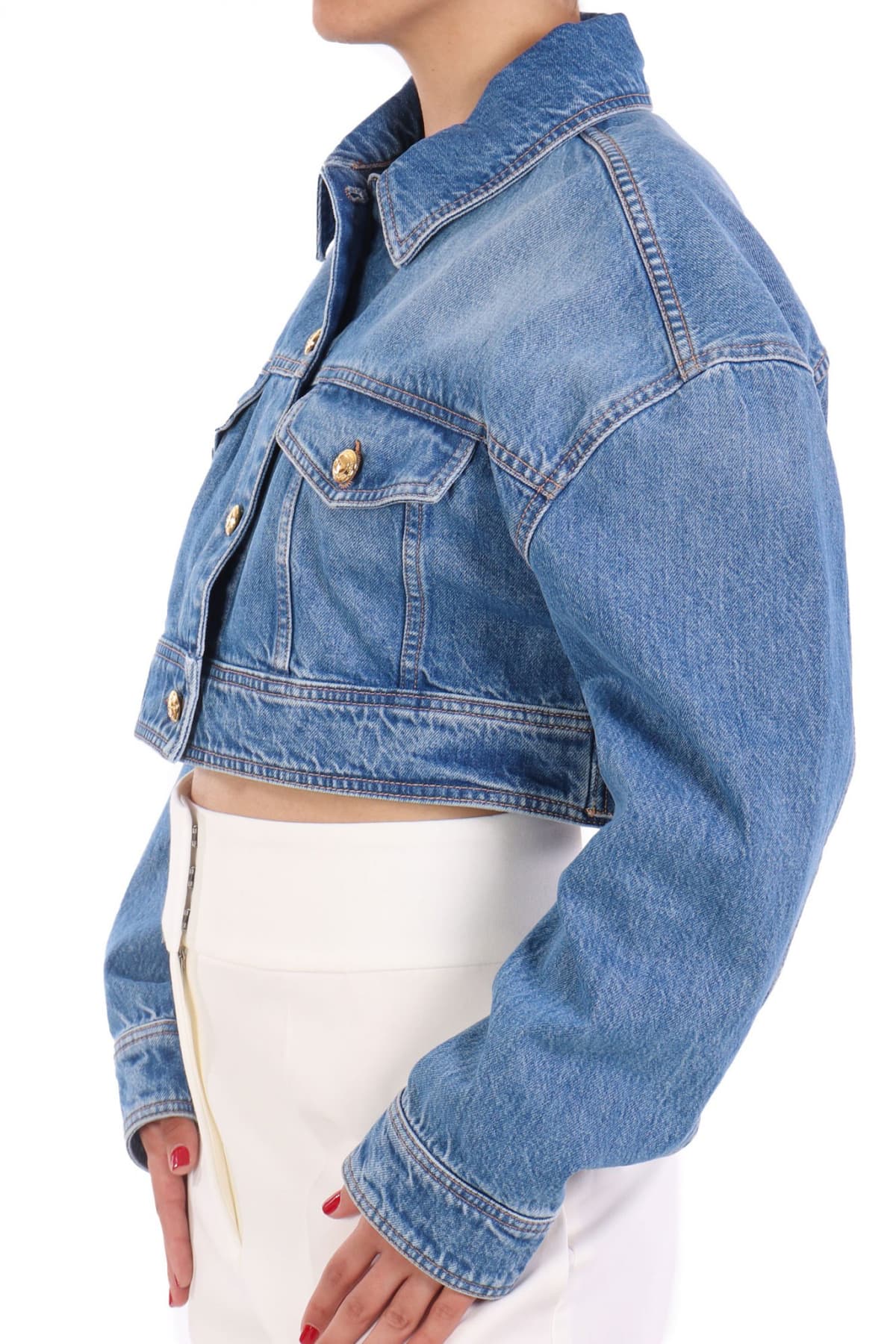ELISABETTA FRANCHI JACKET JEANS CROPPED DENIM ΜΠΛΕ