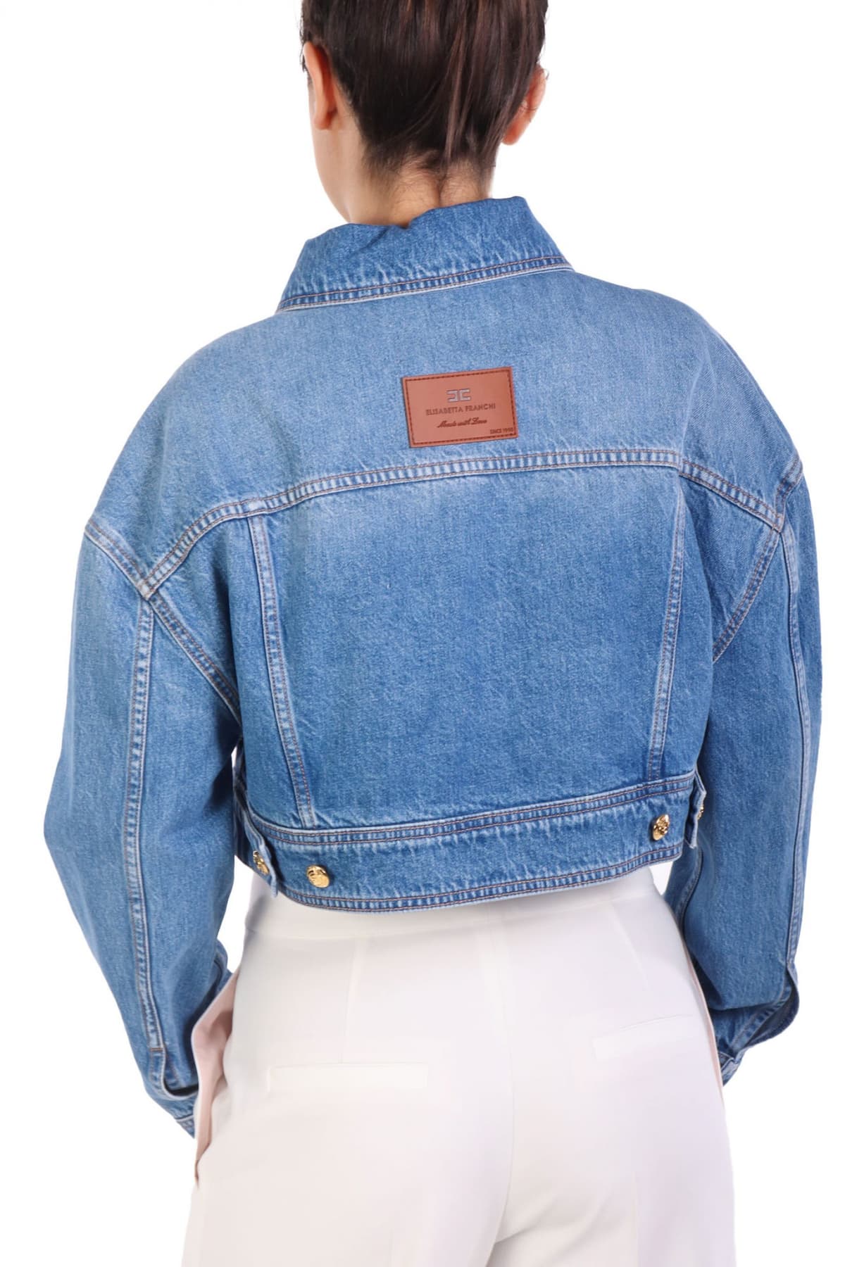 ELISABETTA FRANCHI JACKET JEANS CROPPED DENIM ΜΠΛΕ