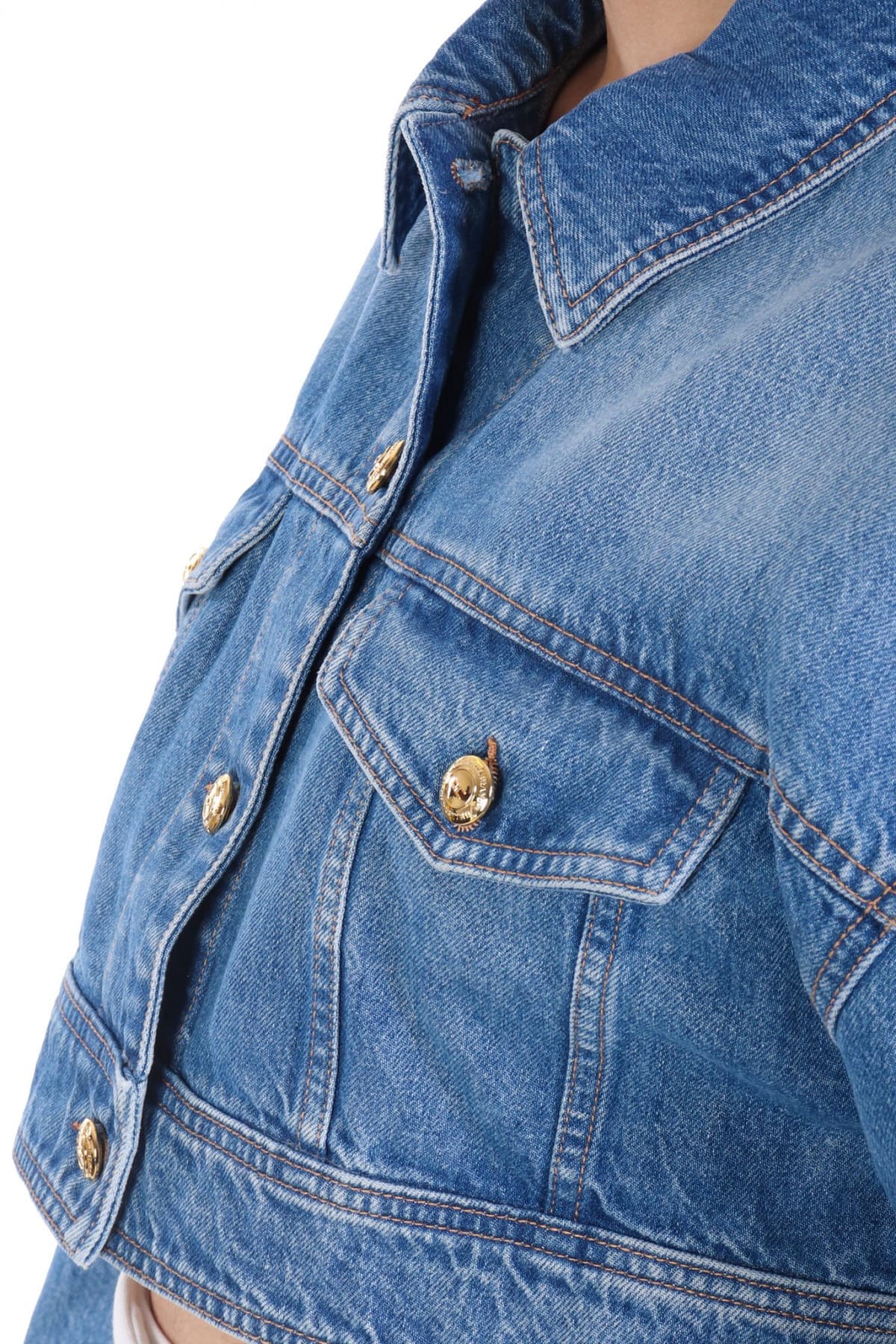 ELISABETTA FRANCHI JACKET JEANS CROPPED DENIM ΜΠΛΕ
