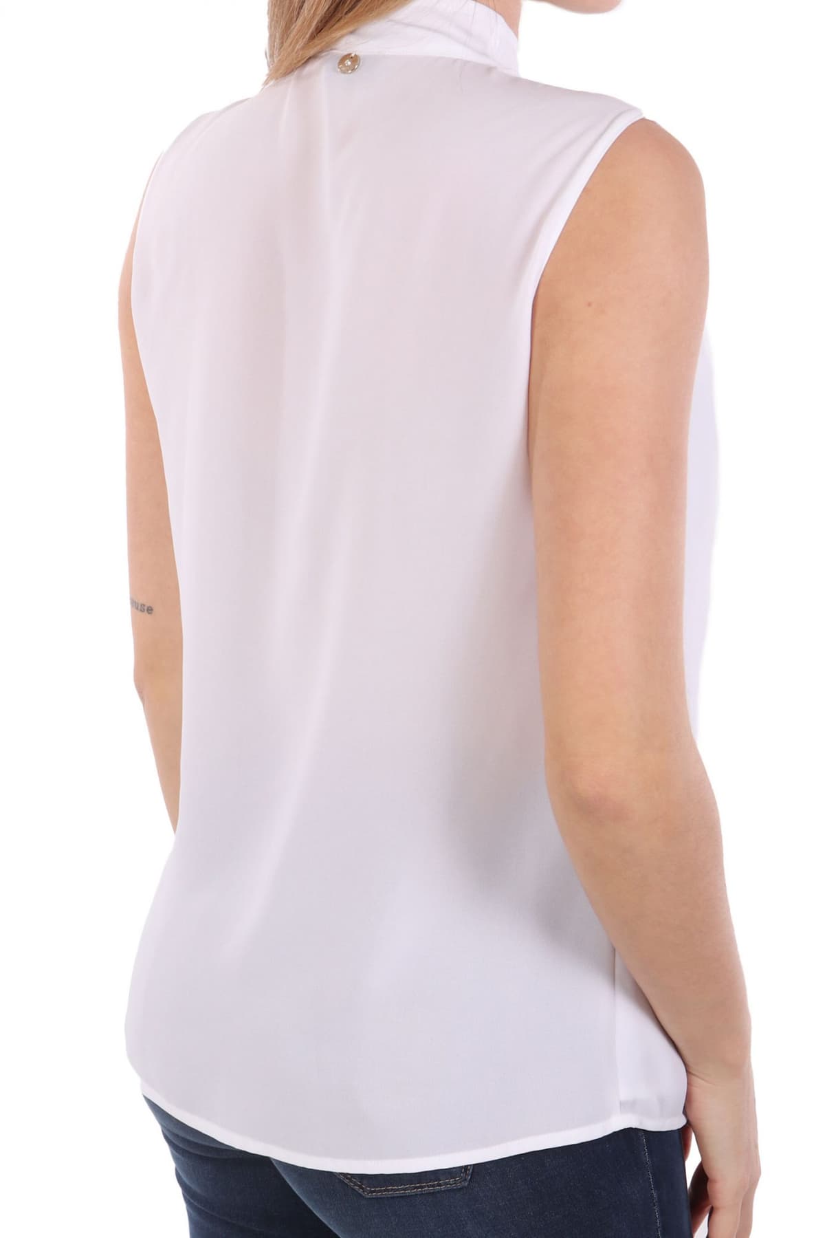 LIU-JO BETTER ΜΠΛΟΥΖΑ TOP CON SCIARPA ΔΕΣΙΜΟ ΛΑΙΜΟ ΛΕΥΚΟ