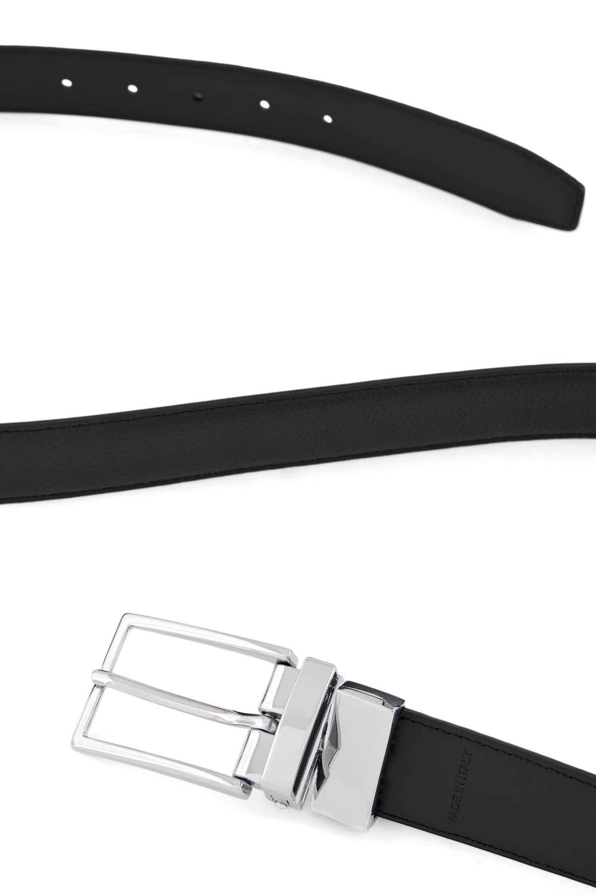 EMPORIO ARMANI ΖΩΝΗ ΔΕΡΜΑ ΜΑΥΡΟ