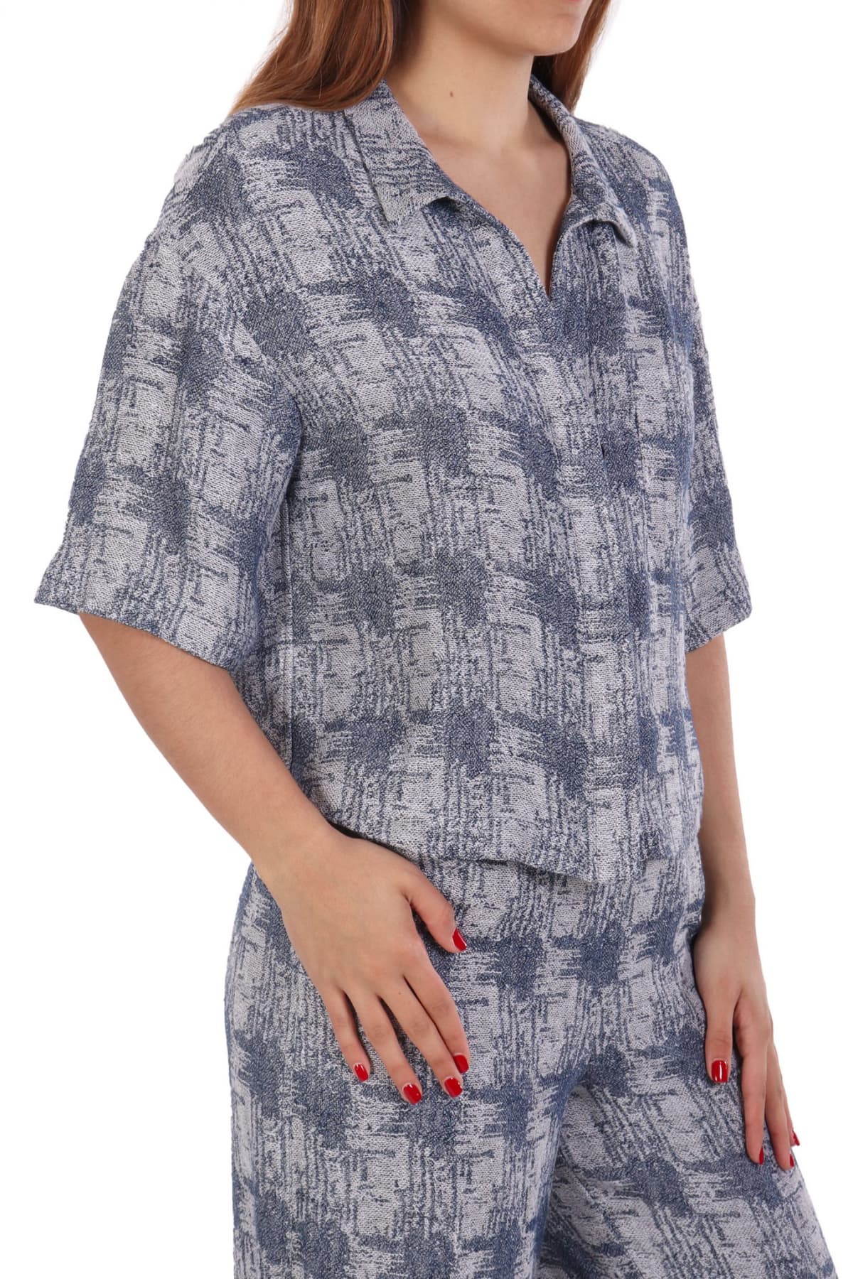 EMPORIO ARMANI ΠΟΥΚΑΜΙΣΟ CROP ΛΙΝΟ ΓΚΡΙ-ΡΑΦ