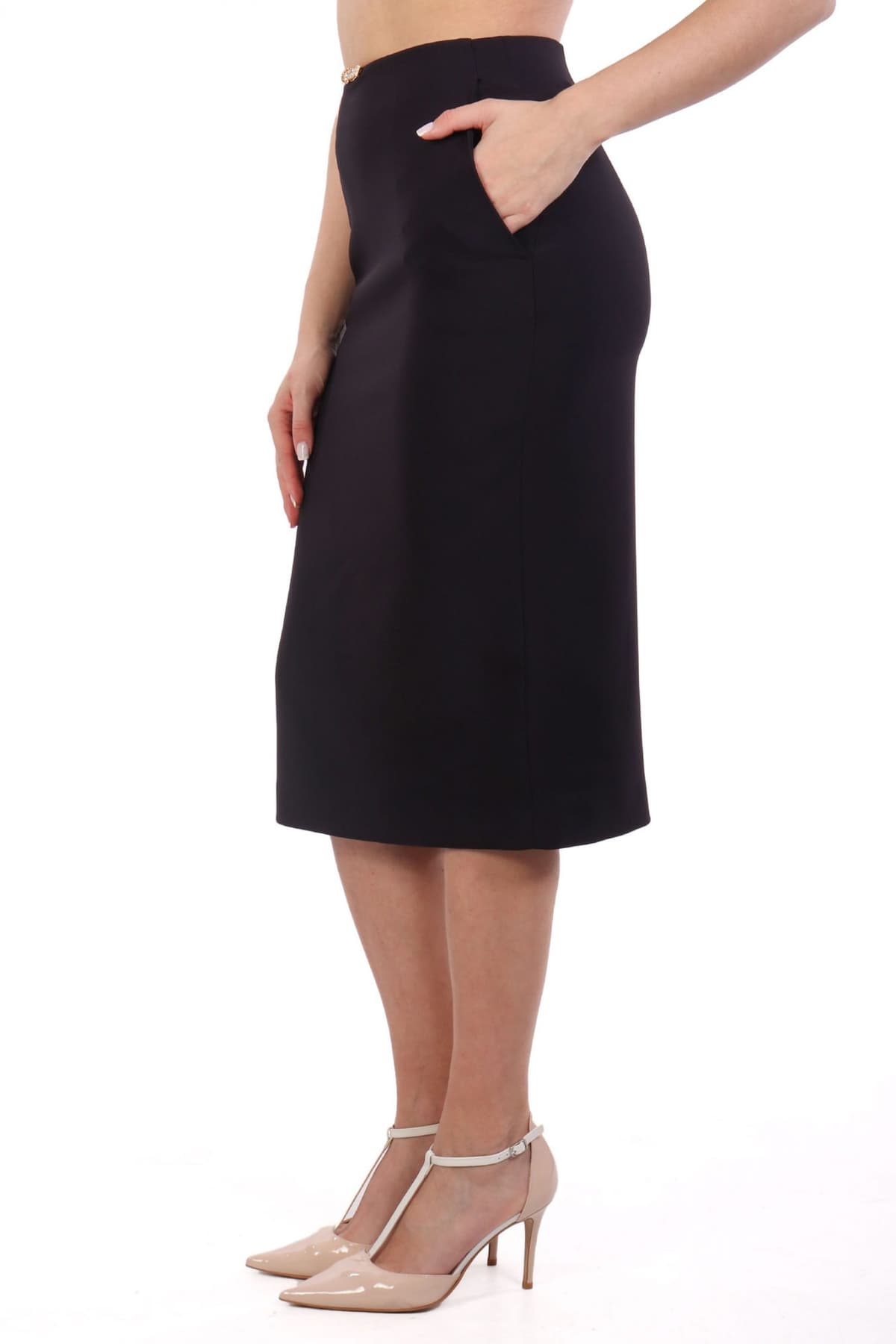 ELISABETTA FRANCHI ΦΟΥΣΤΑ PENSIL ΑΝΟΙΓΜΑ ΠΛΑΙ ΧΡΥΣΗ ΛΕΠΤΟΜΕΡΕΙΑ ΜΑΥΡΟ