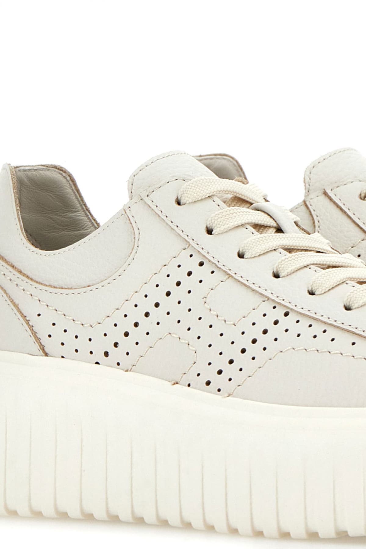 HOGAN ΠΑΠΟΥΤΣΙΑ SNEAKERS ΔΕΡΜΑ H-STRIPES ALLACCIATO H FORATA ΕΚΡΟΥ