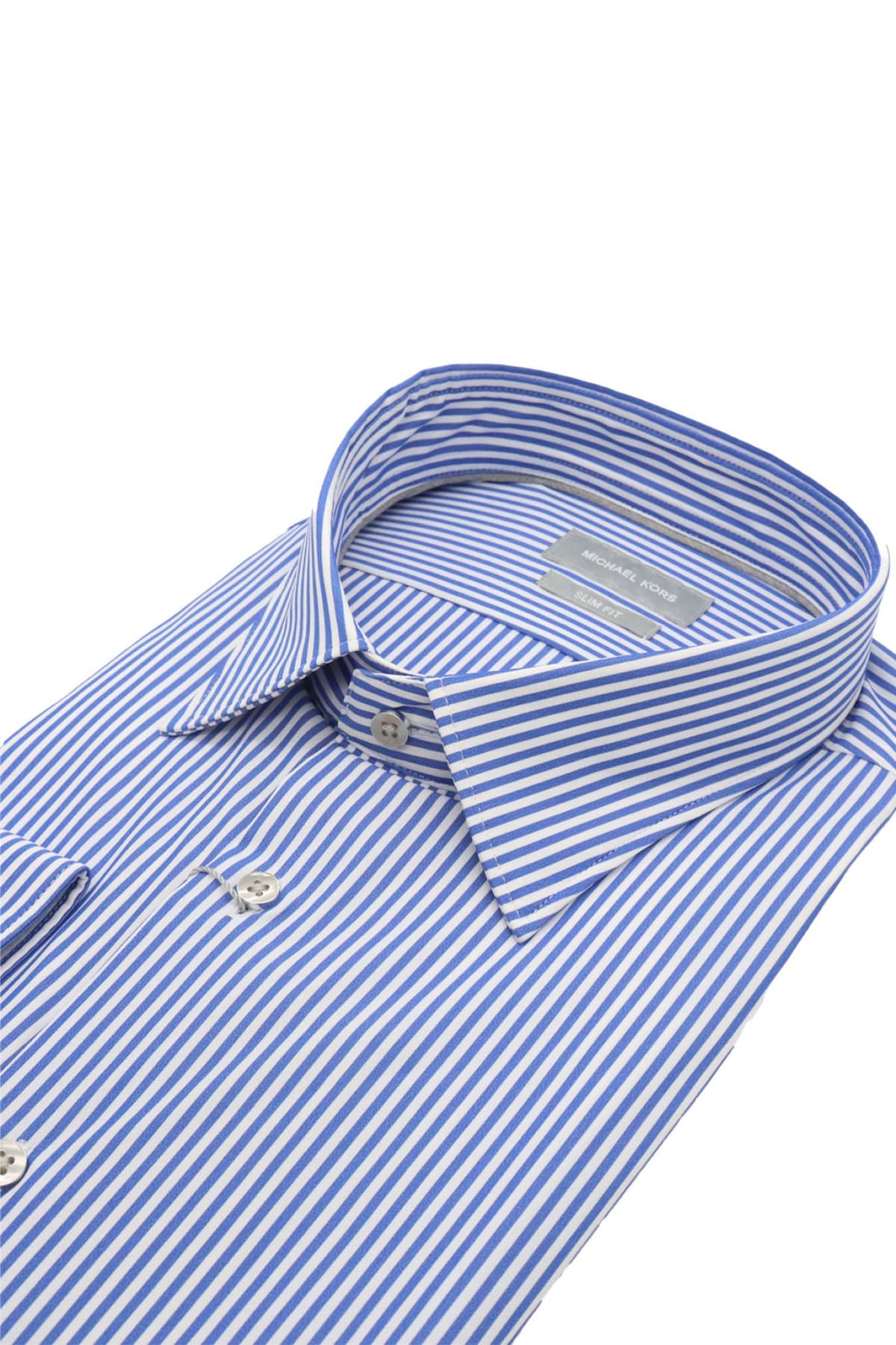 MICHAEL KORS ΠΟΥΚΑΜΙΣΟ ΡΙΓΕ SLIM FIT PERFORMANCE DOBBY ΜΠΛΕ-ΛΕΥΚΟ