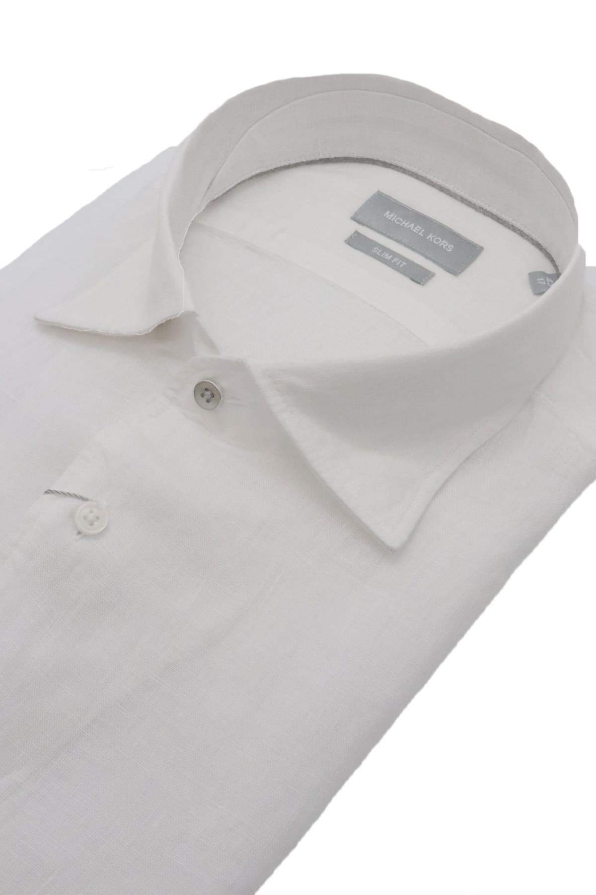 MICHAEL KORS ΠΟΥΚΑΜΙΣΟ SLIM FIT ΛΙΝΟ ΛΕΥΚΟ