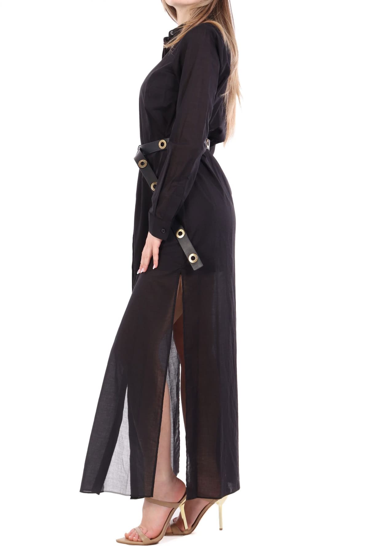 MICHAEL KORS ΦΟΡΕΜΑ MAXI ΣΕΜΙΖΙΕ ΜΕ ΖΩΝΗ ΜΑΥΡΟ