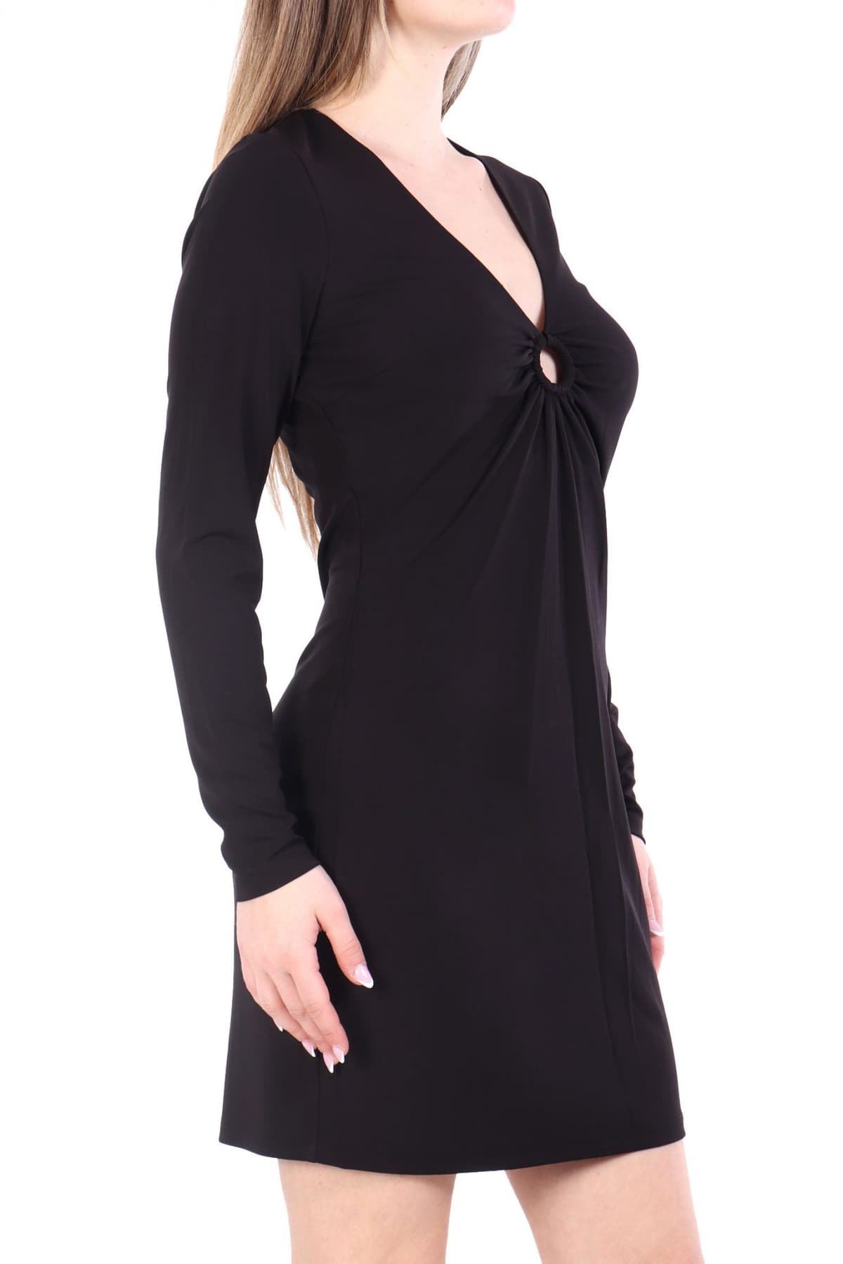 MICHAEL KORS ΦΟΡΕΜΑ MINI ΝΤΡΑΠΕ V-NECK ΜΑΥΡΟ