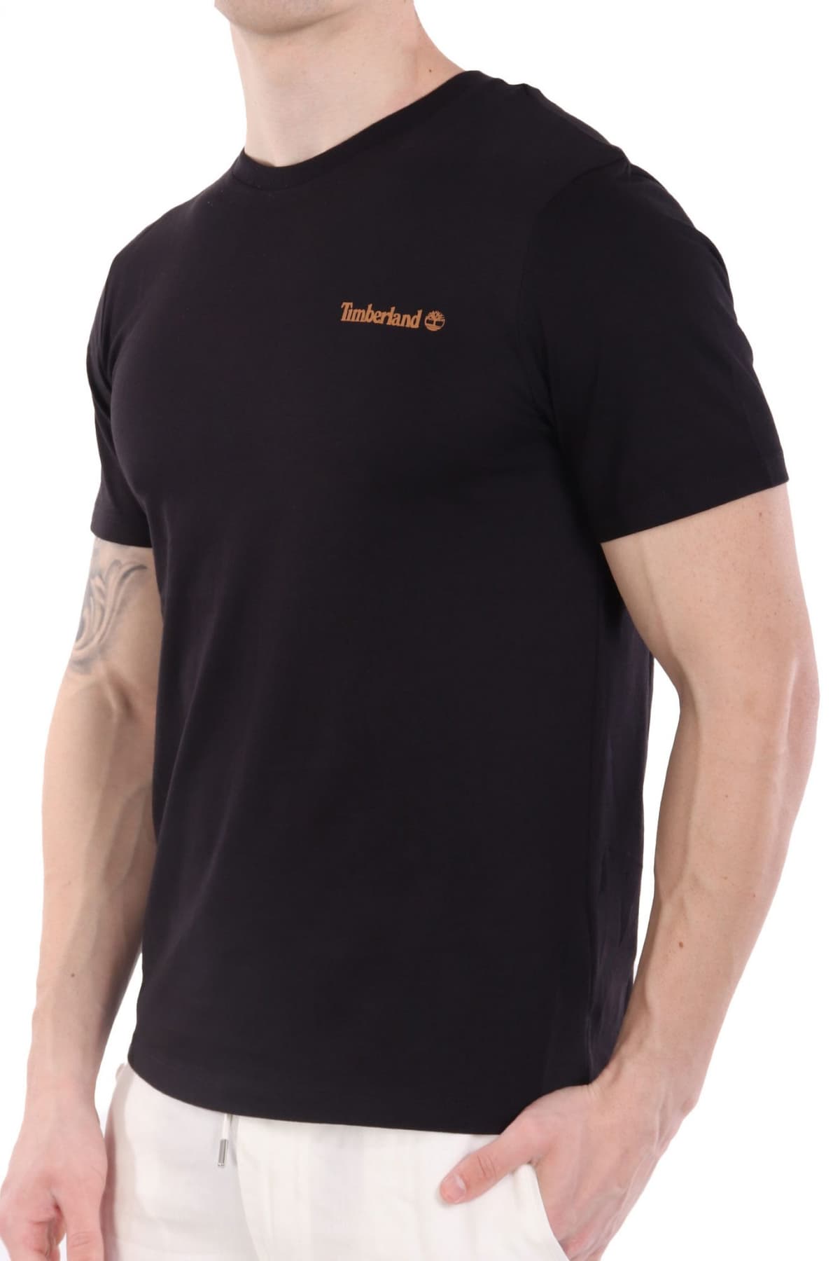 TIMBERLAND Small Linear Logo Print Tee TB0A5QQT-001 Black