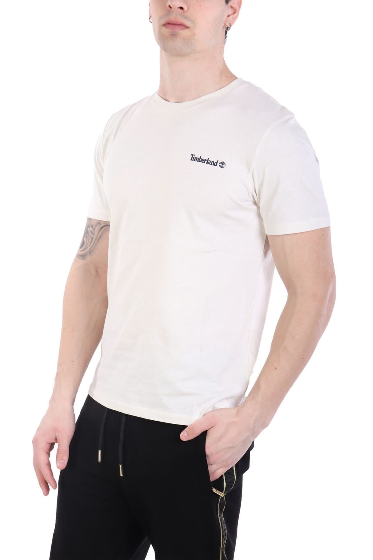 TIMBERLAND T-SHIRT CREW NECK SMALL LINEAR REGULAR FIT ΕΚΡΟΥ