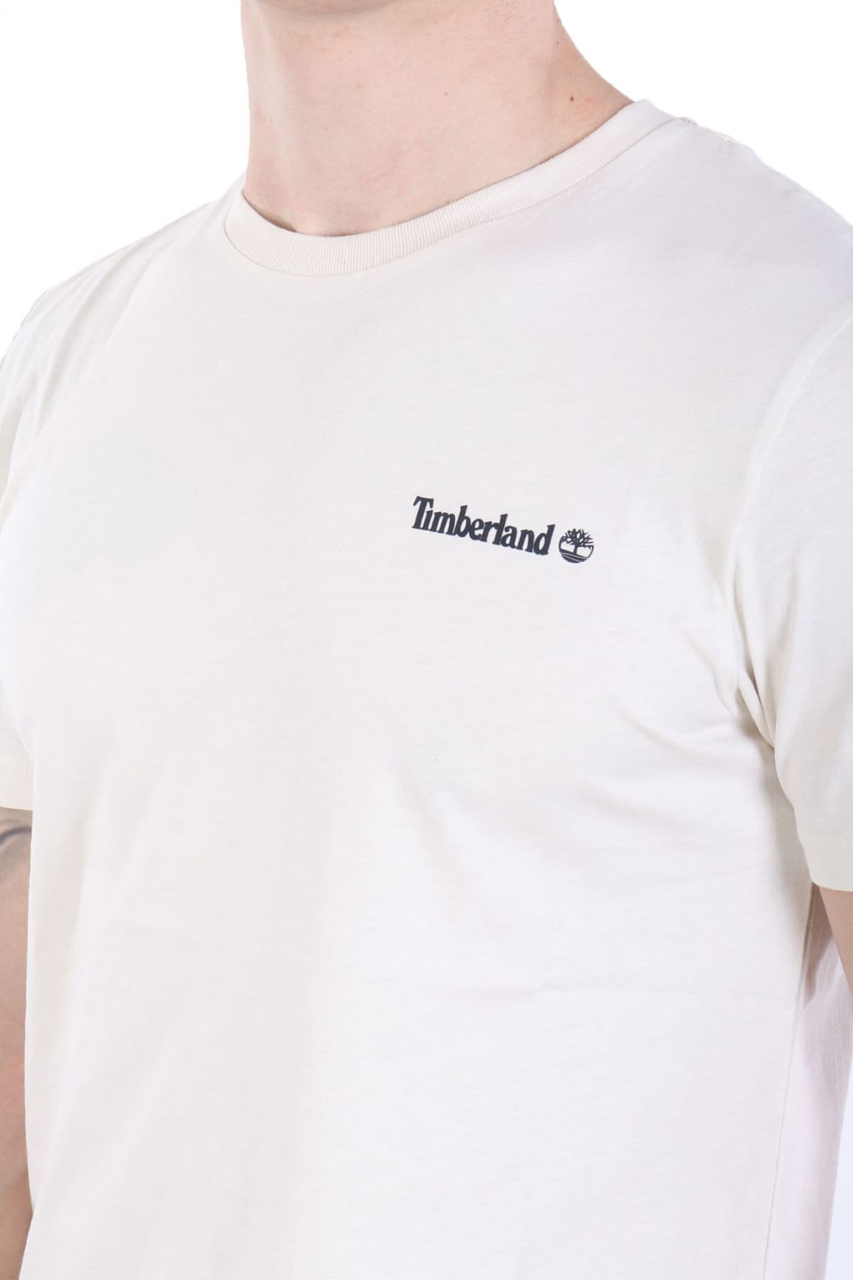 TIMBERLAND T-SHIRT CREW NECK SMALL LINEAR REGULAR FIT ΕΚΡΟΥ