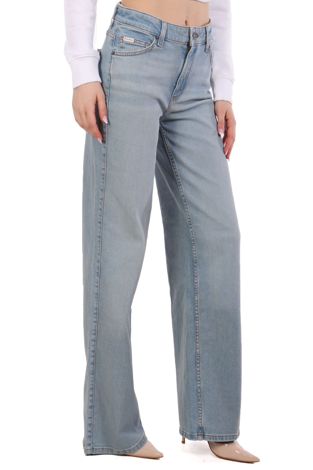 GUESS JEANS ΠΑΝΤΕΛΟΝΑ JEANS WIDE LEG G11 ΑΝΟΙΧΤΟ ΜΠΛΕ