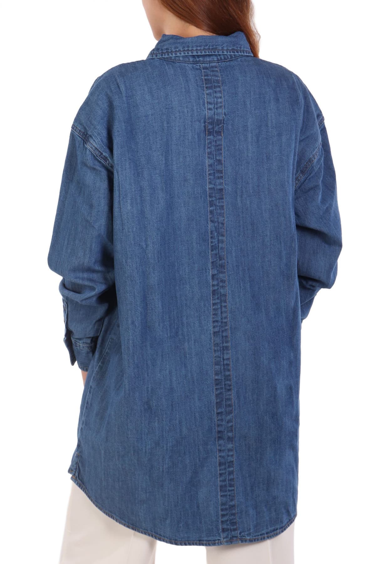 GUESS JEANS ΠΟΥΚΑΜΙΣΟ JEANS OVERSIZE ΜΠΛΕ