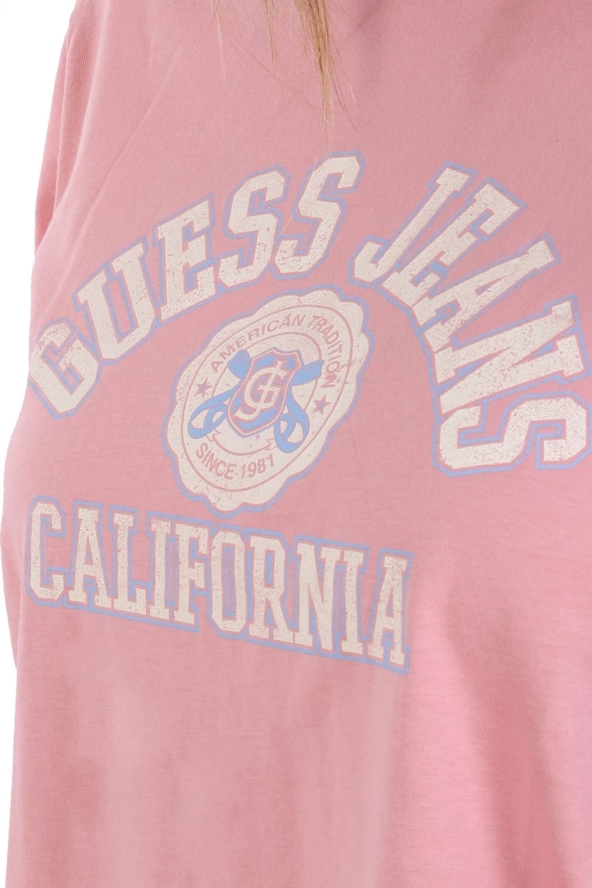 GUESS JEANS T-SHIRT LOGO ΡΟΖ