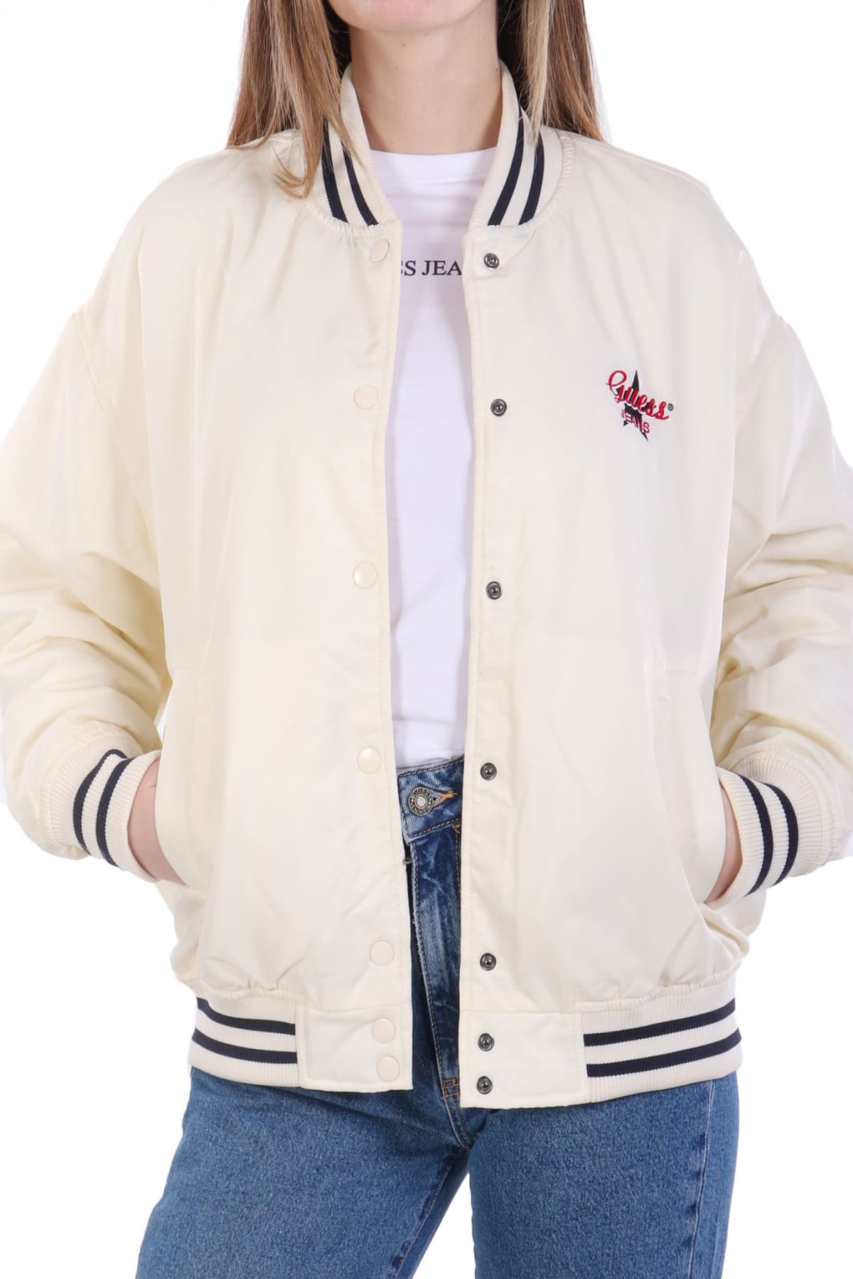 GUESS JEANS ΜΠΟΥΦΑΝ BOMBER ΜΠΕΖ