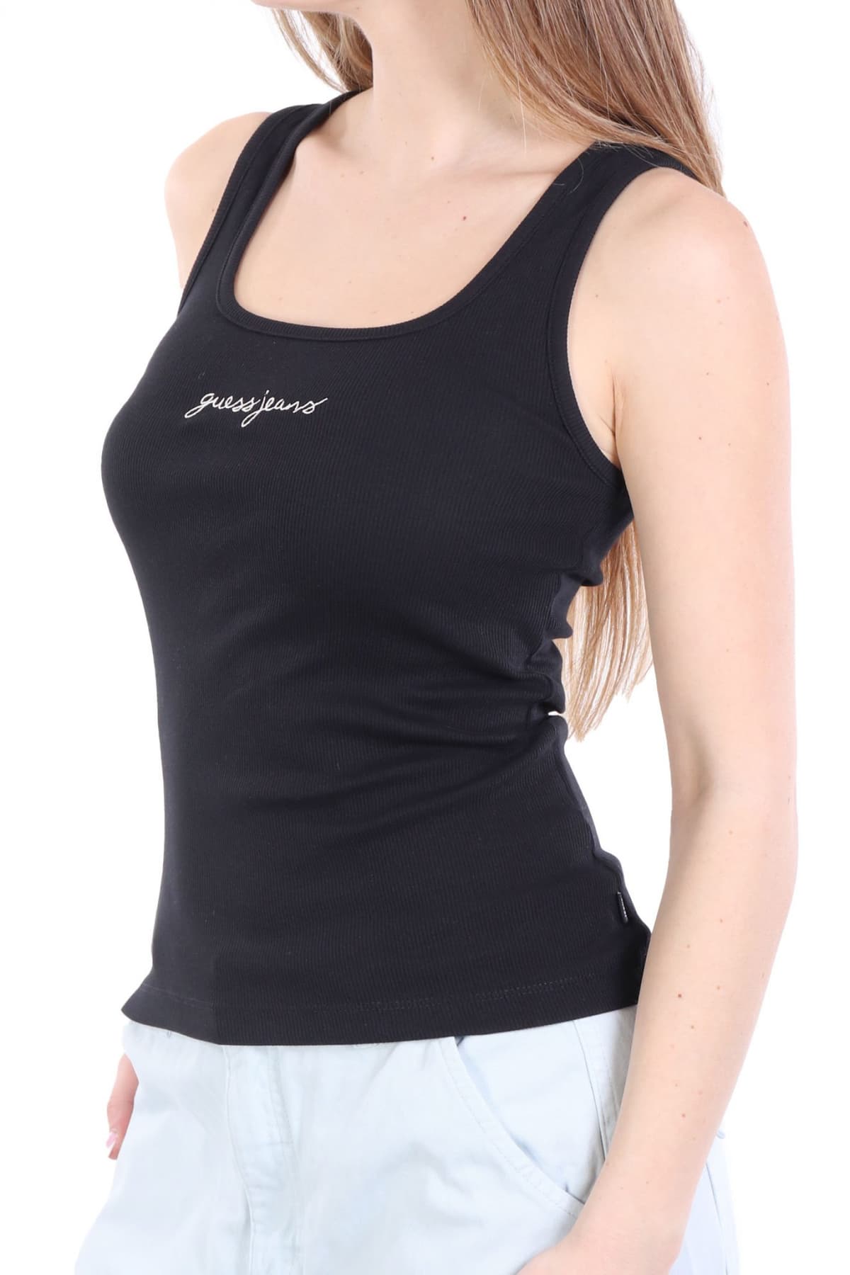 GUESS JEANS TANK TOP LOGO ΜΑΥΡΟ