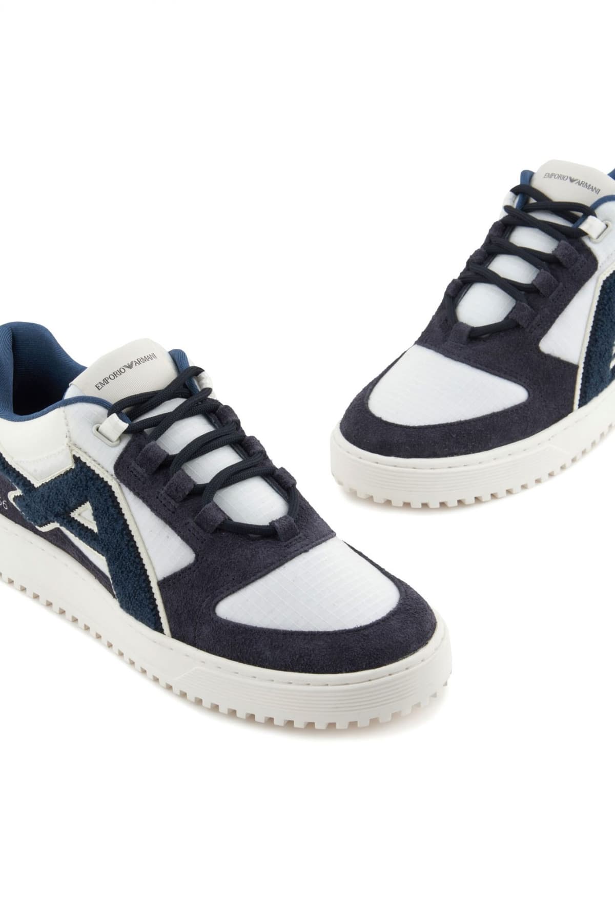 EMPORIO ARMANI ΠΑΠΟΥΤΣΙΑ SNEAKERS LOGO ΛΕΥΚΟ-ΜΠΛΕ