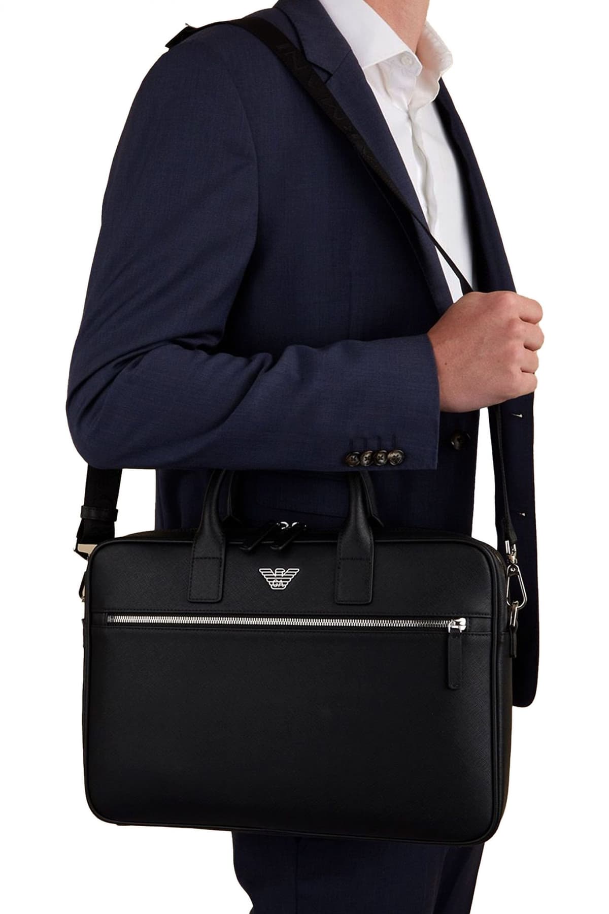 EMPORIO ARMANI ΤΣΑΝΤΑ BRIEFCASE LOGO ΜΑΥΡΟ