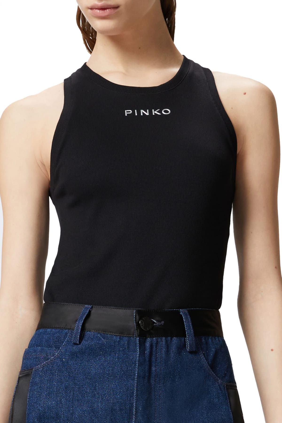 PINKO TANK TOP DISTINTO LOGO ΜΑΥΡΟ