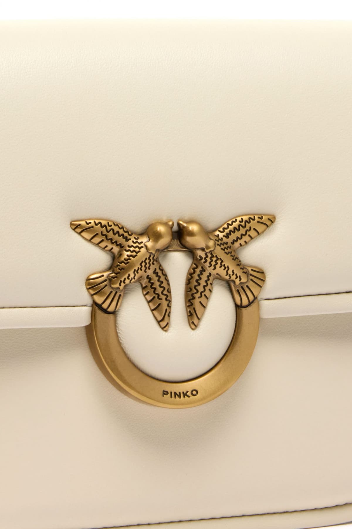 PINKO ΓΥΝΑΙΚΕΙΑ ΤΣΑΝΤΑ LOVE BOX BAG FL MINI NAPPA + VITELLO SETA ΛΕΥΚΟ-ANTIQUE GOLD