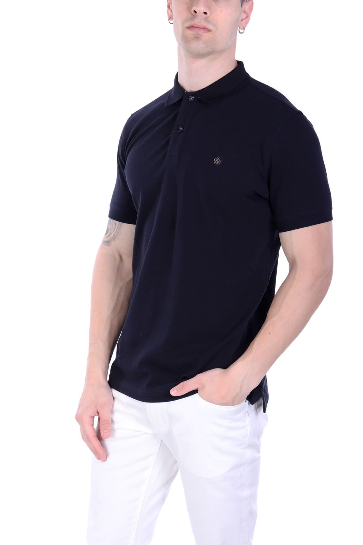 DORS POLO PIQUE LOGO PIMA COTTON ΜΑΥΡΟ