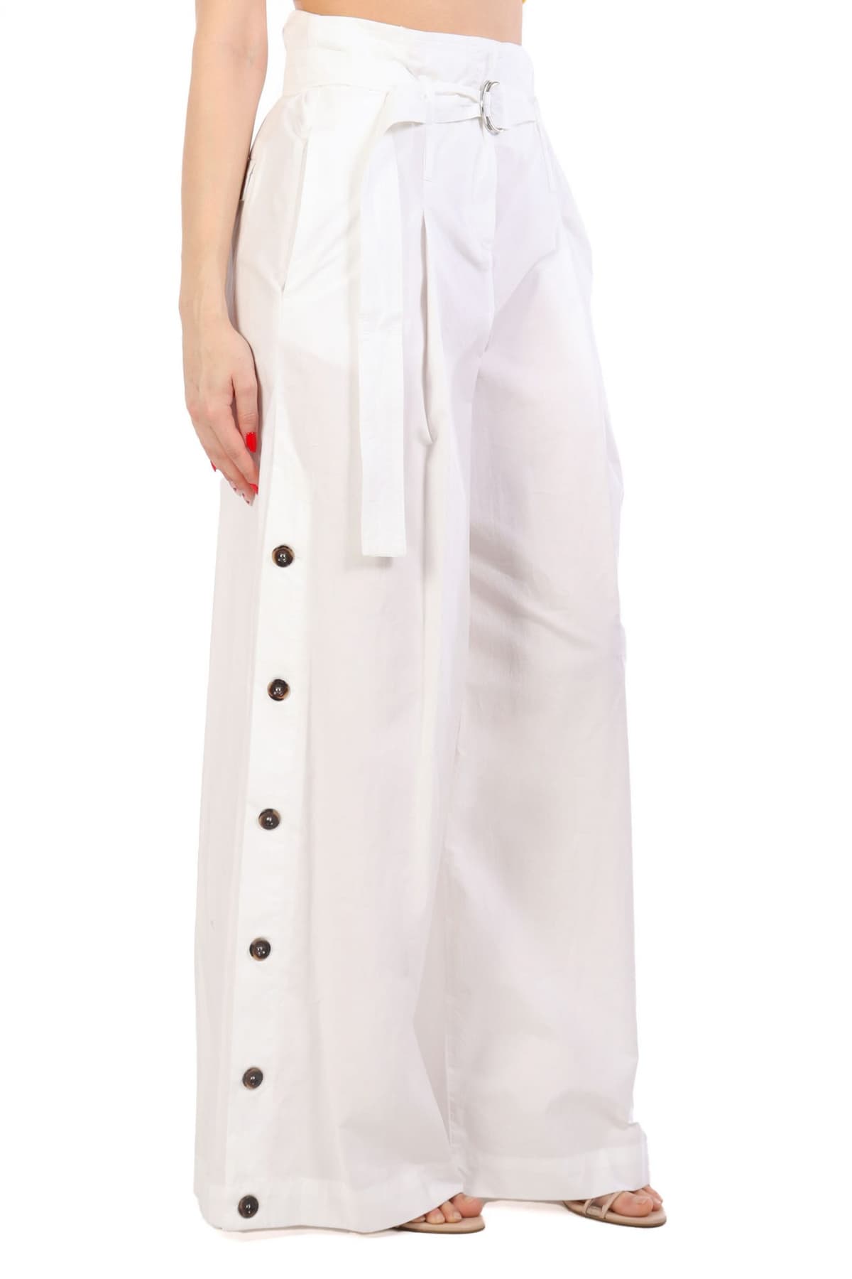 MARELLA SPORT ΠΑΝΤΕΛΟΝΑ SGOMBRO ΑΠΟΣΠΩΜΕΝΗ ΖΩΝΗ ΚΟΥΜΠΙΑ ΣΤΟ ΠΛΑΙ ΛΕΥΚΟ