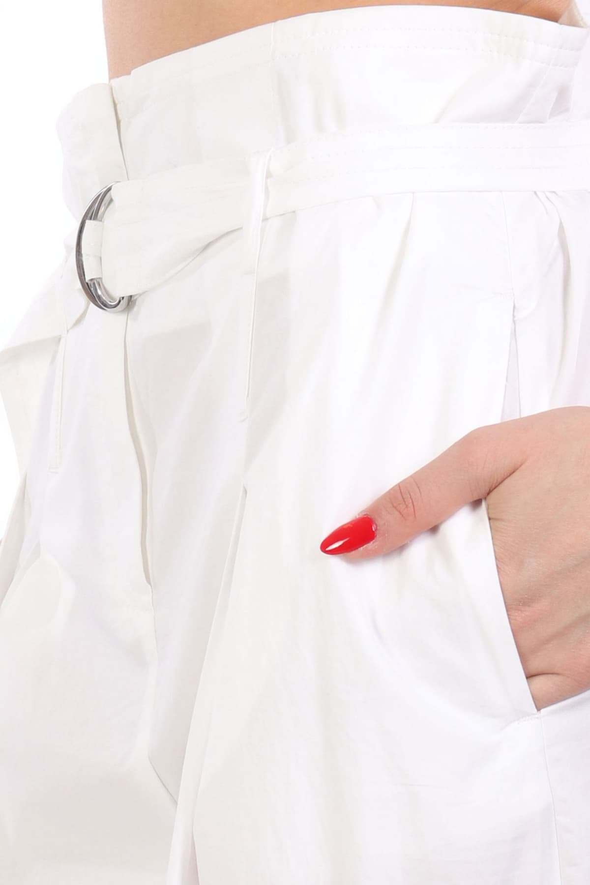 MARELLA SPORT ΠΑΝΤΕΛΟΝΑ SGOMBRO ΑΠΟΣΠΩΜΕΝΗ ΖΩΝΗ ΚΟΥΜΠΙΑ ΣΤΟ ΠΛΑΙ ΛΕΥΚΟ