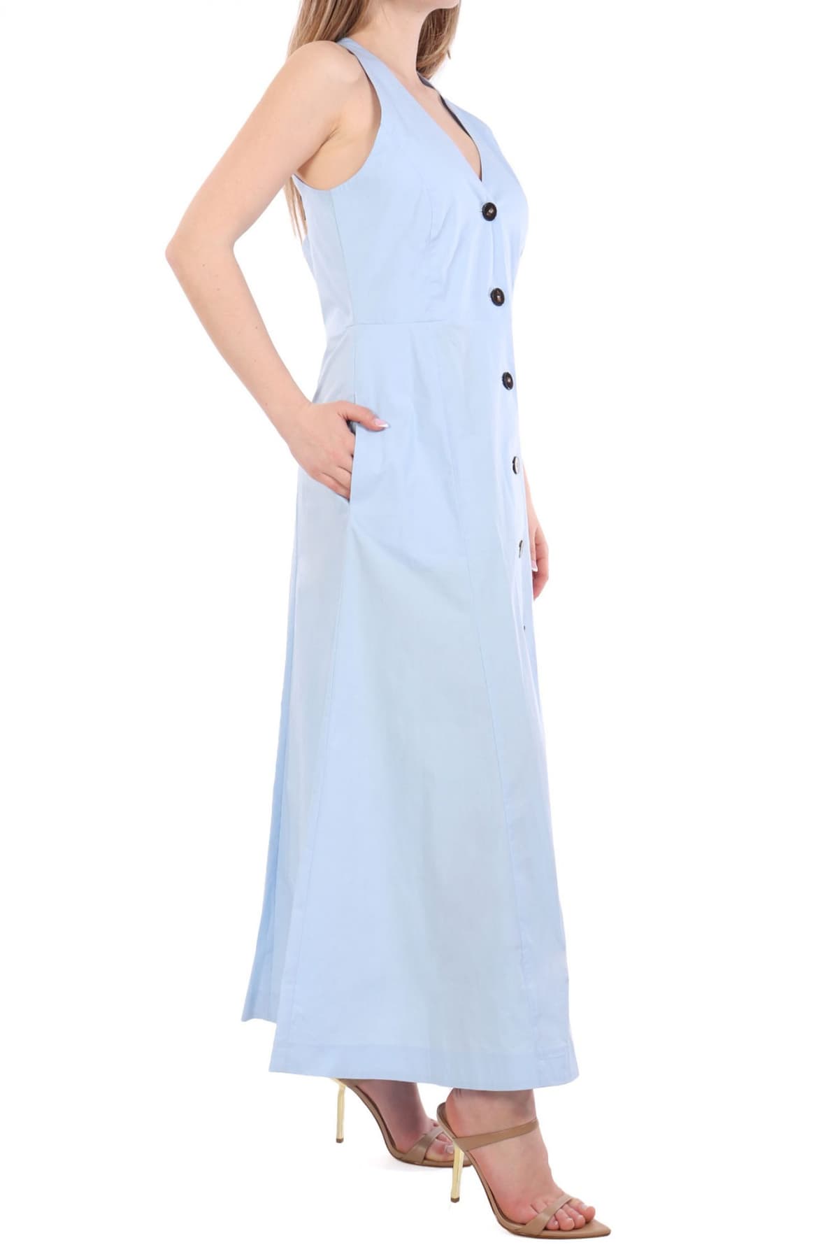 MARELLA ΦΟΡΕΜΑ MAXI PIOPPO ΚΟΥΜΠΙΑ ΑΝΟΙΧΤΗ ΠΛΑΤΗ ΣΙΕΛ