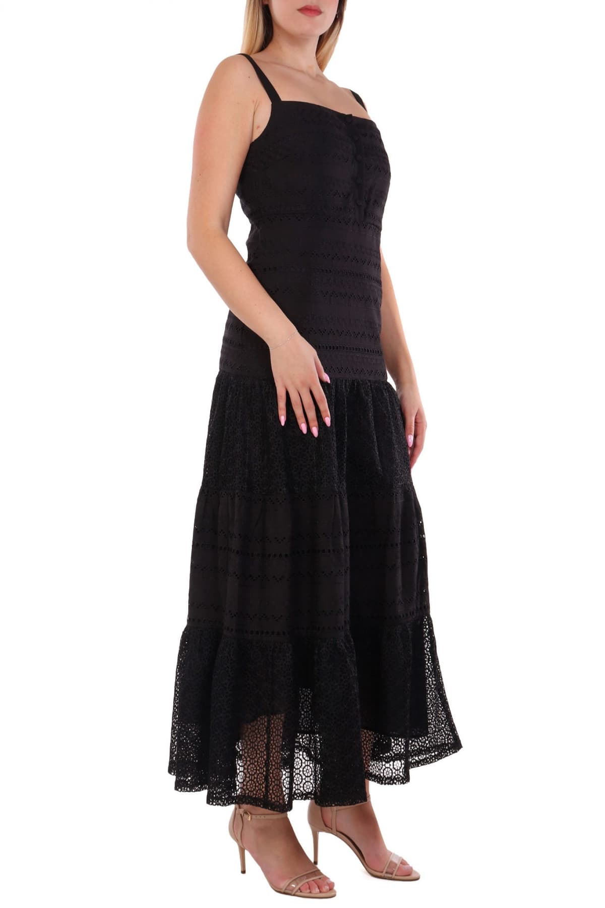 MARELLA ΦΟΡΕΜΑ MIDI BAVERO ΔΙΑΤΡΗΤΟ ΒΟΛΑΝ ΜΑΥΡΟ