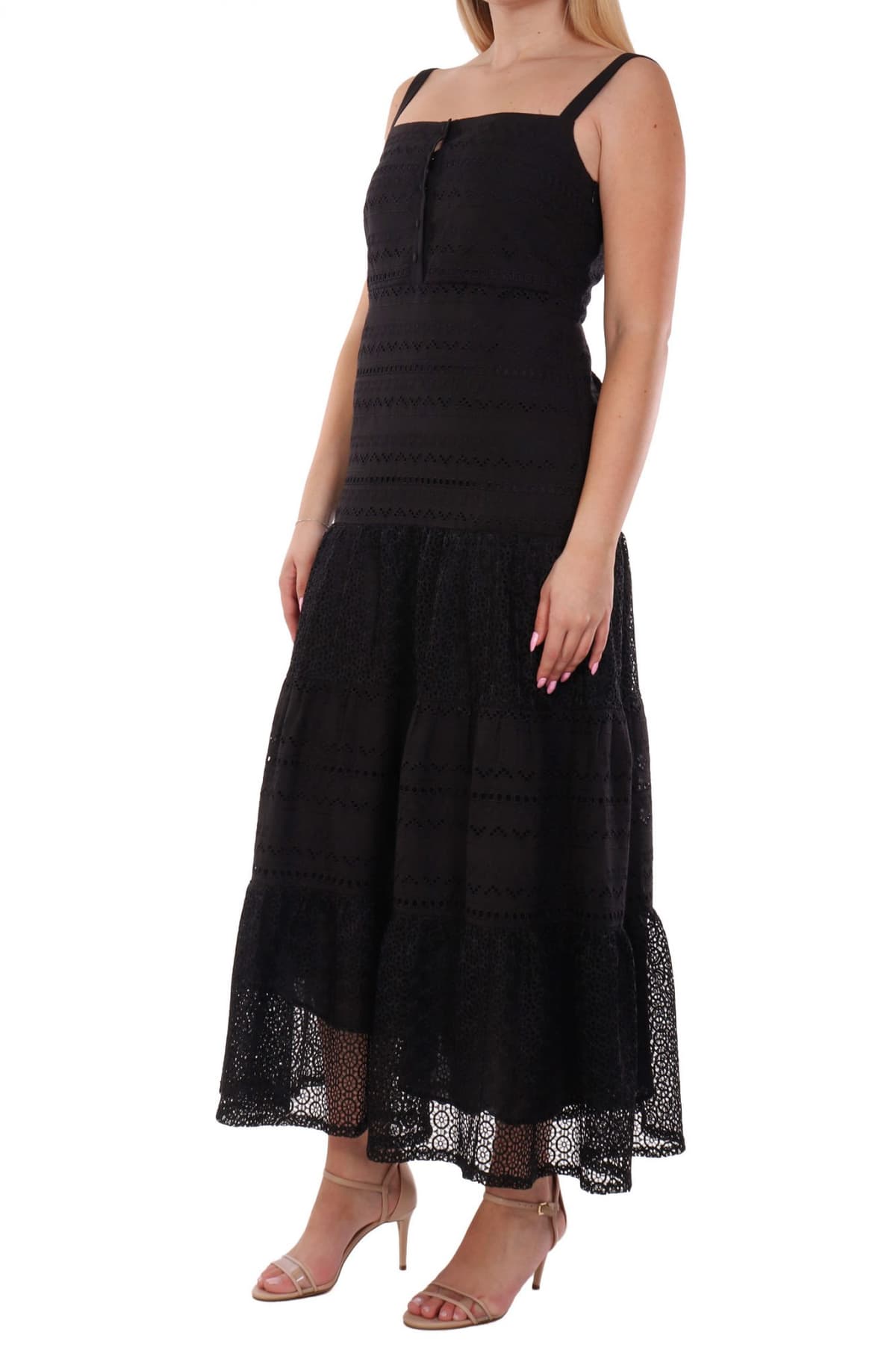 MARELLA ΦΟΡΕΜΑ MIDI BAVERO ΔΙΑΤΡΗΤΟ ΒΟΛΑΝ ΜΑΥΡΟ