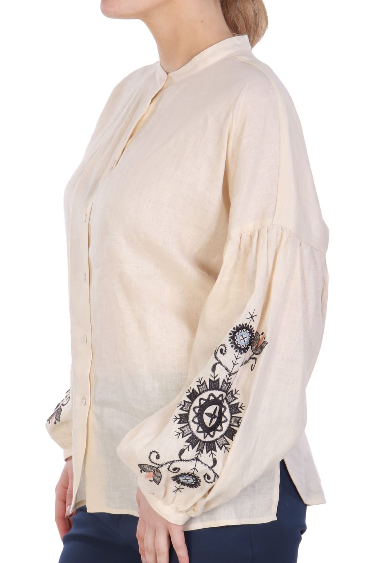 MAX MARA WEEKEND ΠΟΥΚΑΜΙΣΟ ΜΑΟ ILEX ΛΙΝΟ ΚΕΝΤΗΜΑ ΜΑΝΙΚΙΑ ΕΚΡΟΥ