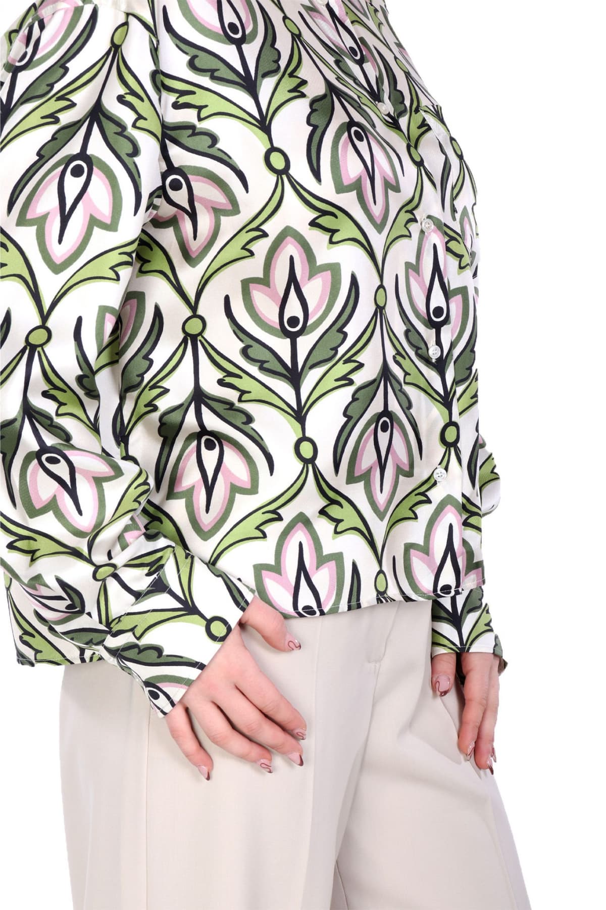 MAX MARA WEEKEND ΠΟΥΚΑΜΙΣΟ ENFASI ΜΕΤΑΞΩΤΟ ΕΜΠΡΙΜΕ ΕΚΡΟΥ-ΠΡΑΣΙΝΟ -ΡΟΖ