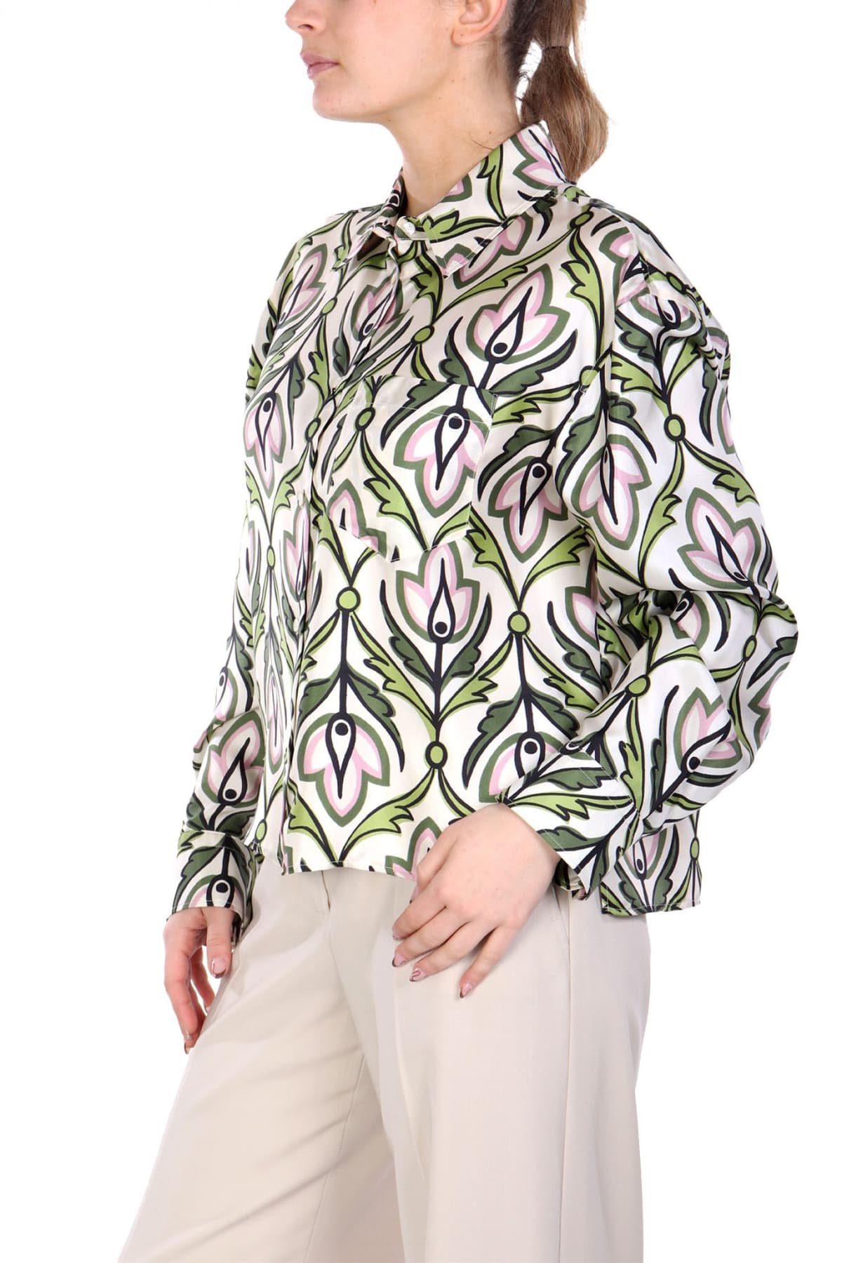 MAX MARA WEEKEND ΠΟΥΚΑΜΙΣΟ ENFASI ΜΕΤΑΞΩΤΟ ΕΜΠΡΙΜΕ ΕΚΡΟΥ-ΠΡΑΣΙΝΟ -ΡΟΖ