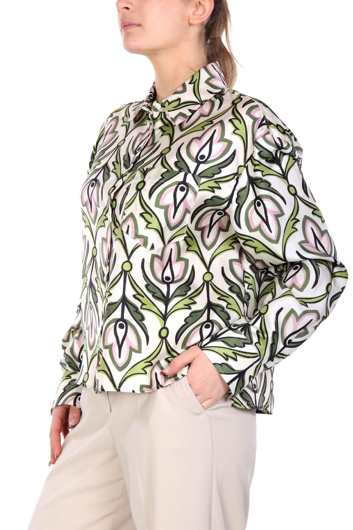 MAX MARA WEEKEND ΠΟΥΚΑΜΙΣΟ ENFASI ΜΕΤΑΞΩΤΟ ΕΜΠΡΙΜΕ ΕΚΡΟΥ-ΠΡΑΣΙΝΟ -ΡΟΖ