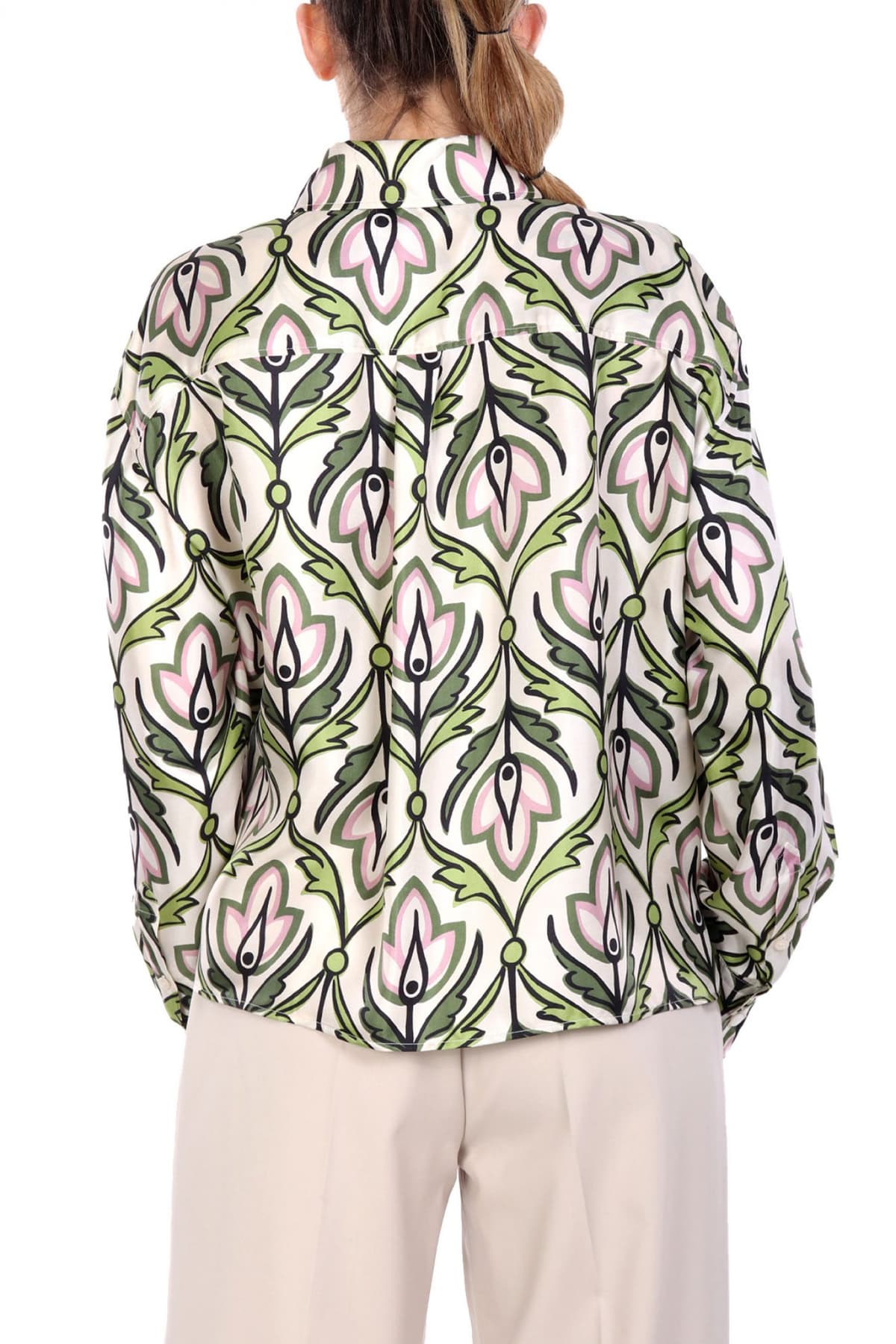 MAX MARA WEEKEND ΠΟΥΚΑΜΙΣΟ ENFASI ΜΕΤΑΞΩΤΟ ΕΜΠΡΙΜΕ ΕΚΡΟΥ-ΠΡΑΣΙΝΟ -ΡΟΖ