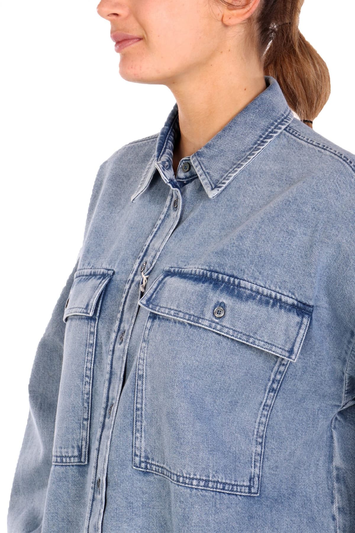 MAX MARA WEEKEND ΠΟΥΚΑΜΙΣΟ CROP JEANS ZEMIRA ΜΠΛΕ