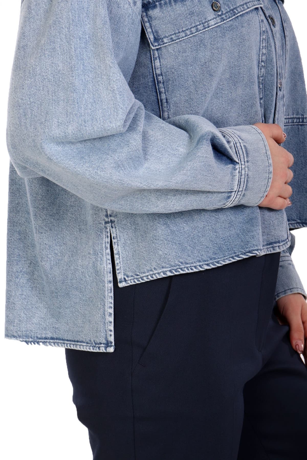 MAX MARA WEEKEND ΠΟΥΚΑΜΙΣΟ CROP JEANS ZEMIRA ΜΠΛΕ