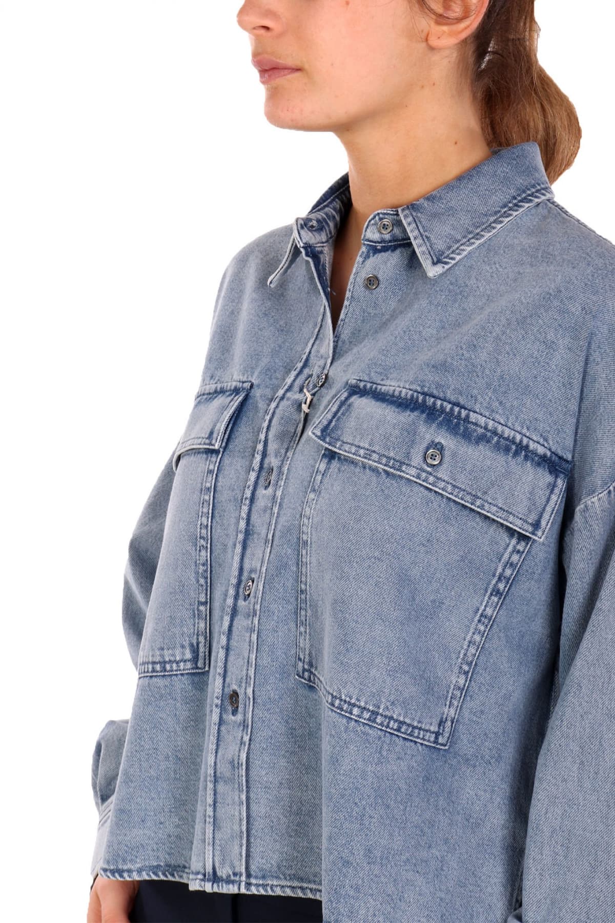 MAX MARA WEEKEND ΠΟΥΚΑΜΙΣΟ CROP JEANS ZEMIRA ΜΠΛΕ