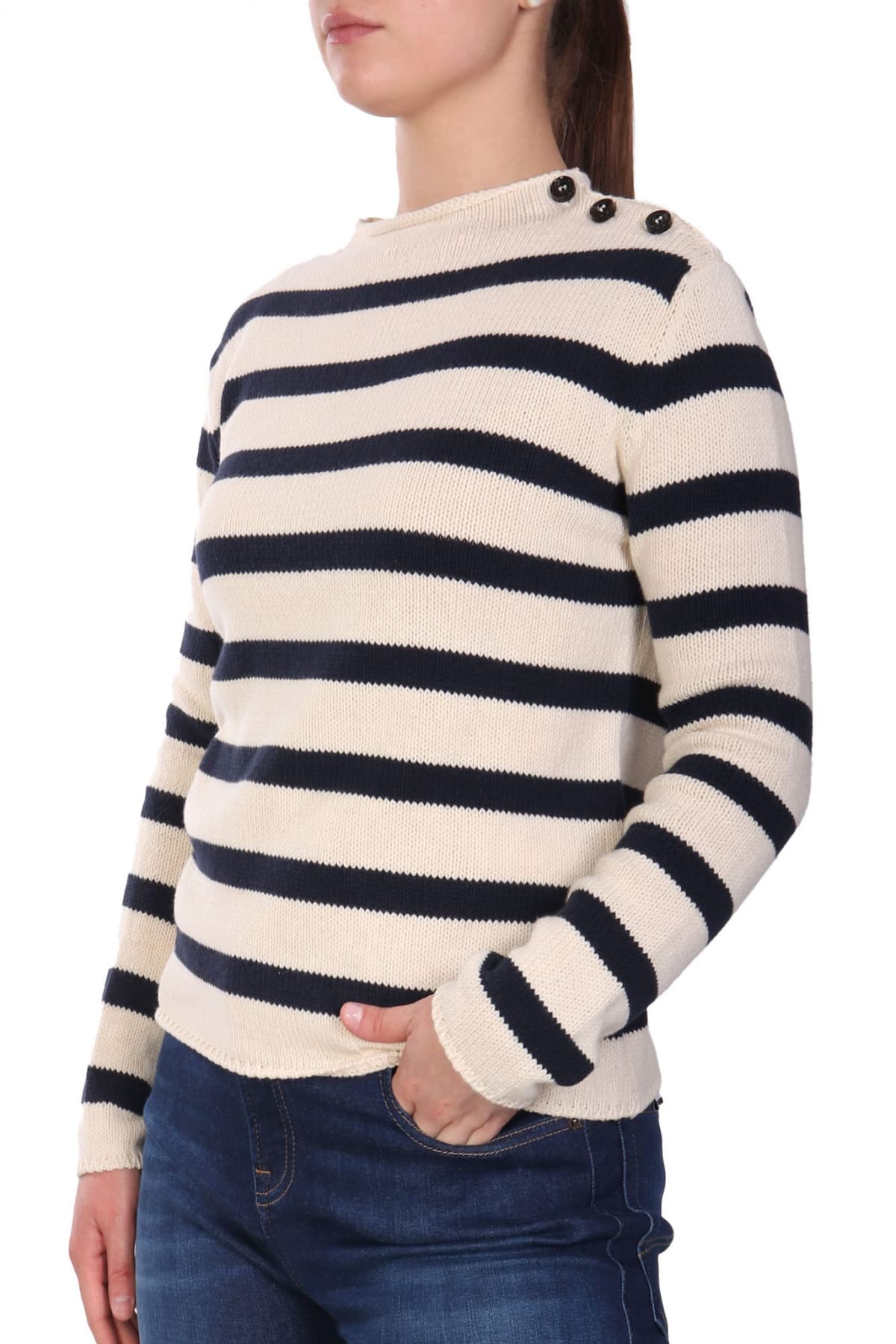 MAX MARA WEEKEND ΠΛΕΚΤΟ VIBO ΡΙΓΕ ΕΚΡΟΥ-ΜΠΛΕ