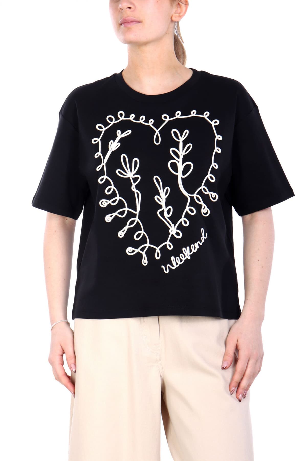 MAX MARA WEEKEND T-SHIRT LECCO ΚΕΝΤΗΜΑ LOGO ΜΑΥΡΟ