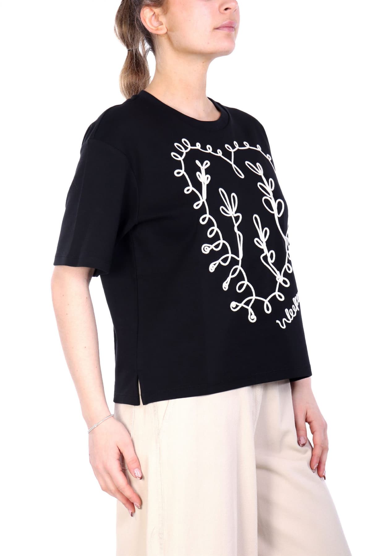 MAX MARA WEEKEND T-SHIRT LECCO ΚΕΝΤΗΜΑ LOGO ΜΑΥΡΟ