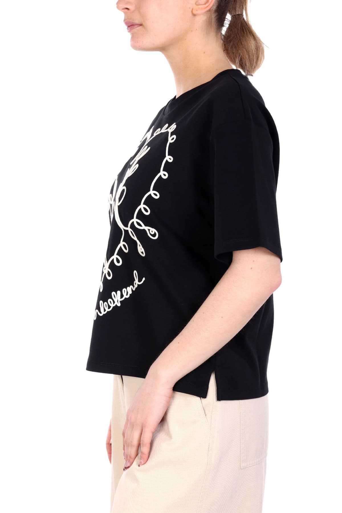 MAX MARA WEEKEND T-SHIRT LECCO ΚΕΝΤΗΜΑ LOGO ΜΑΥΡΟ