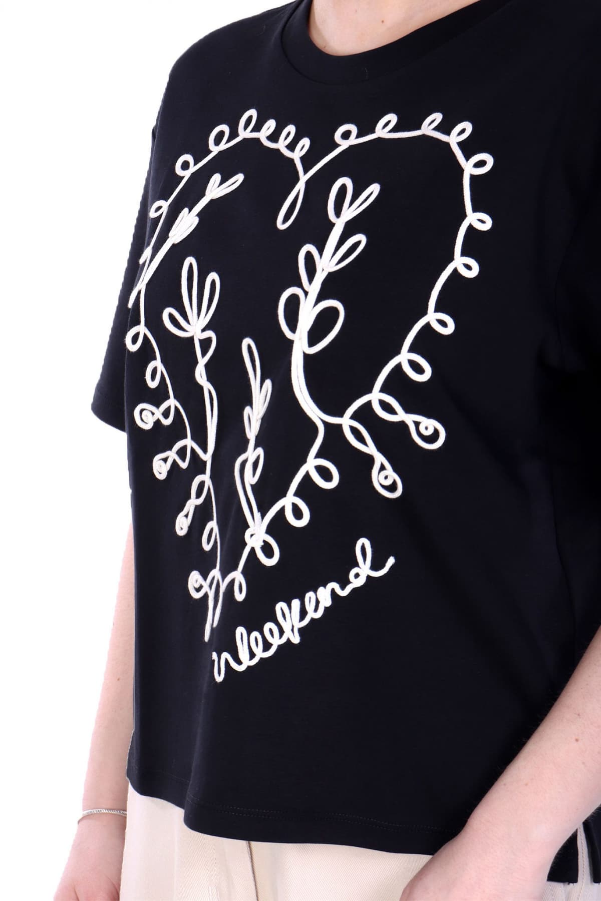 MAX MARA WEEKEND T-SHIRT LECCO ΚΕΝΤΗΜΑ LOGO ΜΑΥΡΟ