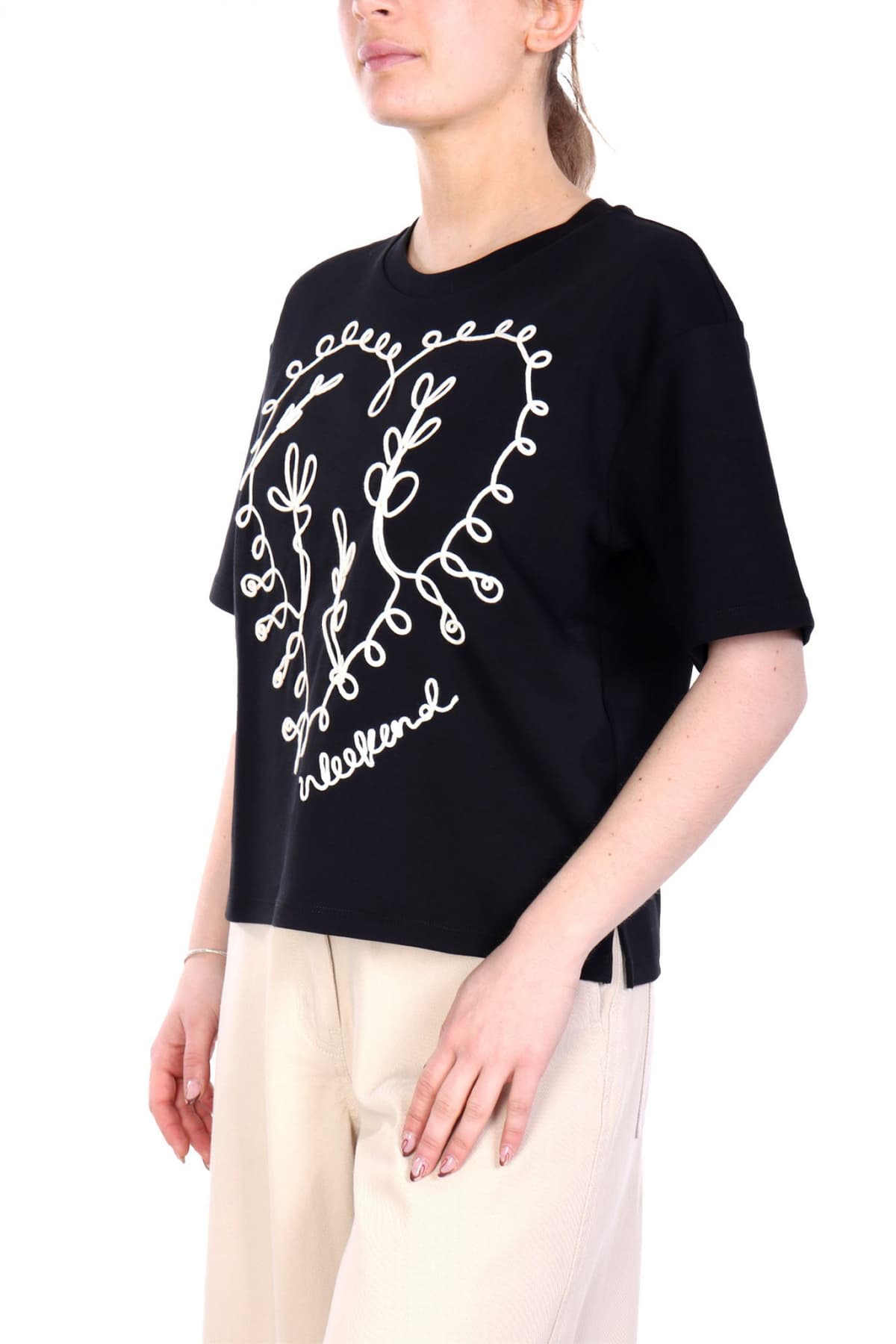 MAX MARA WEEKEND T-SHIRT LECCO ΚΕΝΤΗΜΑ LOGO ΜΑΥΡΟ