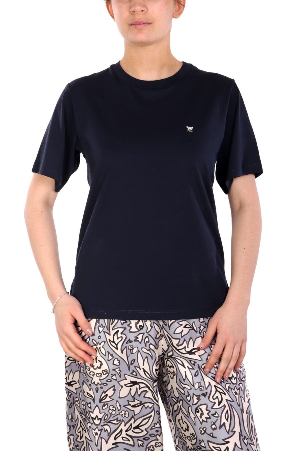 MAX MARA WEEKEND T-SHIRT SATRAPO LOGO ΣΚΟΥΡΟ ΜΠΛΕ